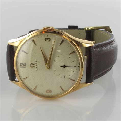 omega 18 karat gold watches|solid gold gents omega watches.